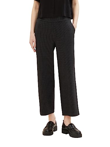 TOM TAILOR Damskie spodnie Culotte ze wzorem w kratkę, 33237-Grey Black Tiny Ck Check, 46W / 28L