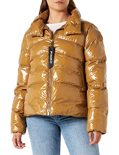 Pinko Damski Mirco 3 Caban Crystal nylonowy płaszcz groszkowy, CL6_Cammello/ORO, 46N