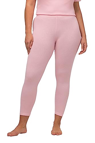 Ulla Popken Damskie legginsy prążkowane, slim, bawełna ekologiczna, bladoróżowy., 62-64 duże rozmiary