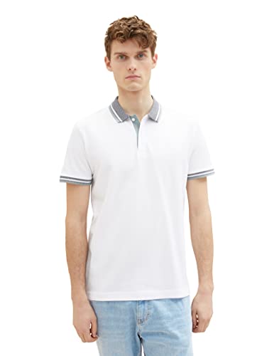 TOM TAILOR Męska koszulka polo Basic Piqué, 20000 – biały, L