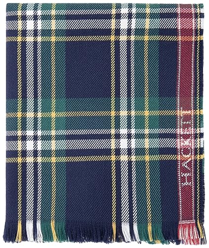 Hackett London Męski szalik Milli Stewart SELE, zielony (zielony/granatowy), jeden rozmiar, Zielony (zielony/granatowy), Rozmiar uniwersalny