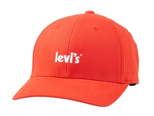 Levi's Męski plakat logo Flexfit czapka bejsbolówka, Czerwony mandaryński, Jeden rozmiar