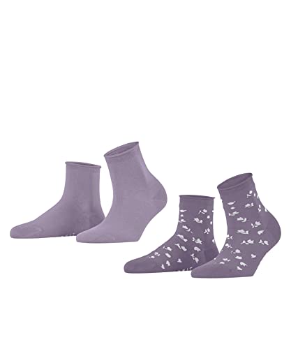 ESPRIT Damskie skarpety mini Flower 2-pak biologiczna bawełna skarpety damskie ze wzorem, oddychające, kolorowe cienkie kwiaty, 2 pary skarpetek, niebieskie (Mauve 6904), 39-42 (2 sztuki)