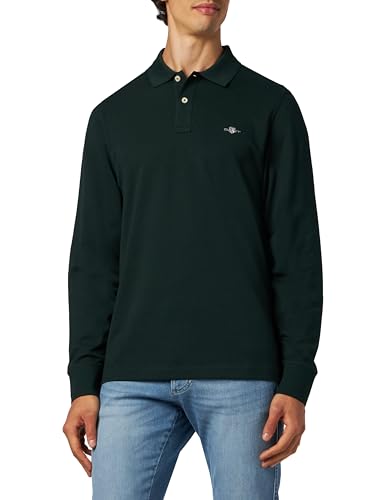GANT Męska koszulka polo Reg Shield Ls Pique Rugger, Tartan Green, 4XL