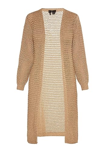 faina Damski kardigan z przędzą efektową 11026975, kremowy złoty, M, kremowy złoty, M