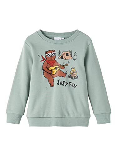 Bestseller A/S Bluza chłopięca NMMORM Light Sweat Box BRU Sweatshirt, Iceberg Green, 98