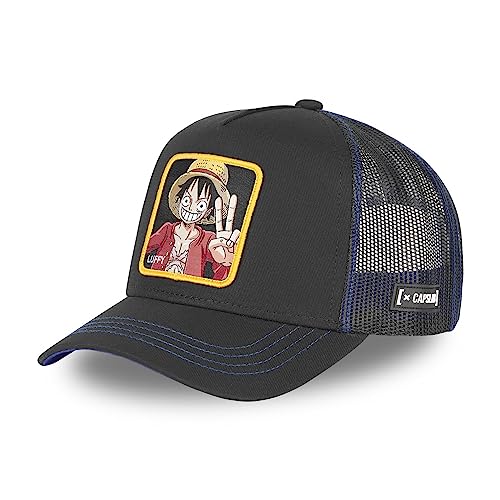 Capslab [ X Czapka męska i damska One Piece, czapka Trucker Luffy, oryginalna manga jeden rozmiar, Trucker-Luffy-Black-#30177, rozmiar uniwersalny