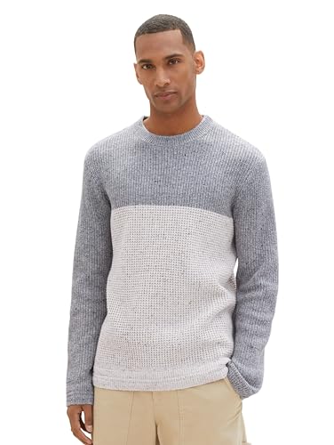 TOM TAILOR sweter męski, 34432 - szary melanż Neps Colorblock, S