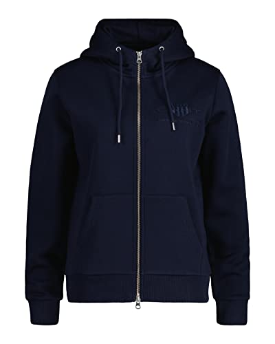 GANT Damska bluza z kapturem Tonal Archive Shield Zip Hoodie bluza z kapturem, Evening Blue, standardowa, niebieski (Evening Blue), S