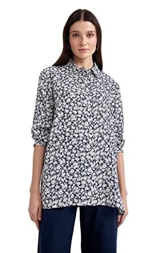 DeFacto Damska bluzka z długim rękawem, koszula z guzikami, do noszenia na co dzień, grantowy, XXL