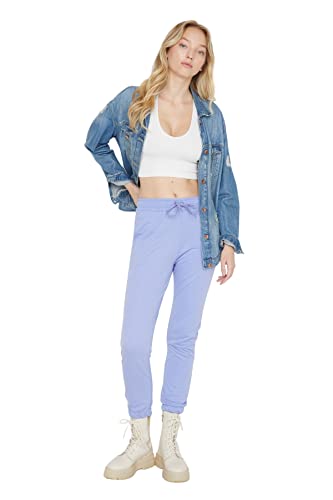 TRENDYOL damskie spodnie dresowe Trendyol męskie spodnie dresowe ze średnim pasem, Fioletowy, XS