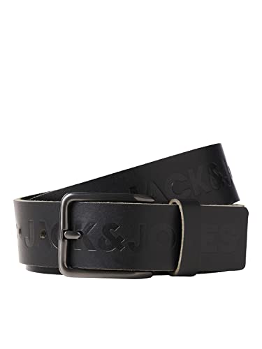 Bestseller A/S Męski pasek JACJONES Logo Leather Belt NOOS, czarny, 95, czarny
