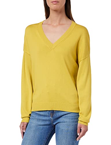 United Colors of Benetton Damska koszulka z dekoltem w serek, M/L, 103cd400y, sweter, musztardowy żółty, 38 m, S, musztardowy żółty 38 M, S