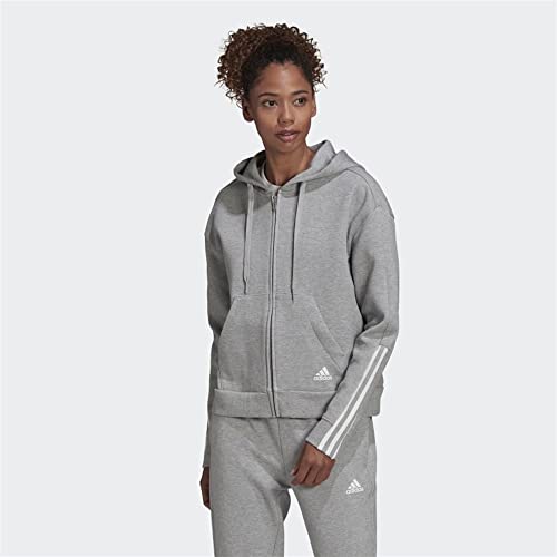 adidas Bluza damska W Dk Fz Hd, szary/biały (Medium Grey Heather/White), L