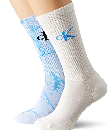 Calvin Klein Men's Distorted Socks, White/Blue Crush, One Size, biały/niebieski, jeden rozmiar