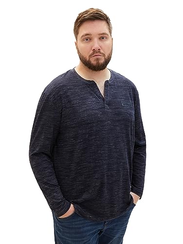 TOM TAILOR Męska koszulka z długim rękawem Plussize, 32450 - Sky Captain Blue Stripy Inject, 5XL