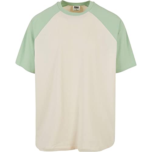 Urban Classics Męski T-shirt z bawełny organicznej, oversized raglan, męska górna część dostępna w 2 kolorach, rozmiary XS - 5XL, biały piasek/zielony vintage, L