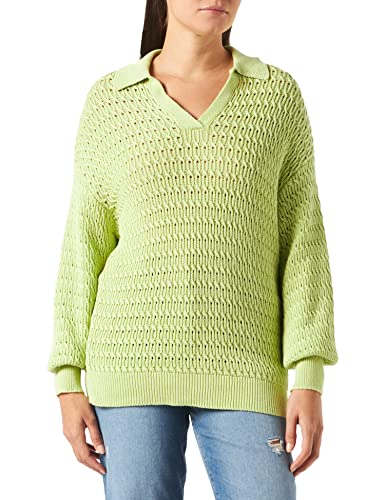 NA-KD Damski sweter z dzianiny z dekoltem w serek oversize, Żółta limonka, L