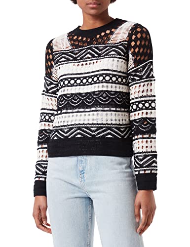 Desigual Sweter damski JERS_Stripes, czarny, M