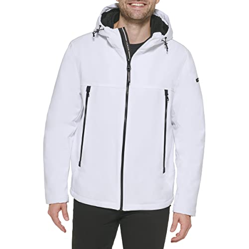 Calvin Klein Męska kurtka Sherpa Lined Hooded Soft Shell, biały, XL
