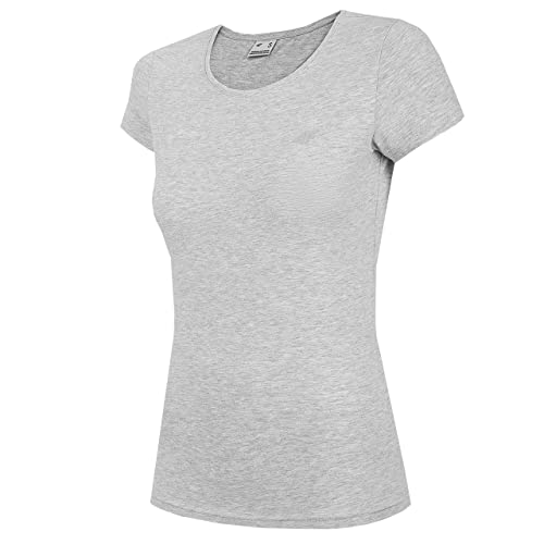 4F T-shirt damski, Cold Light Grey Melange, S