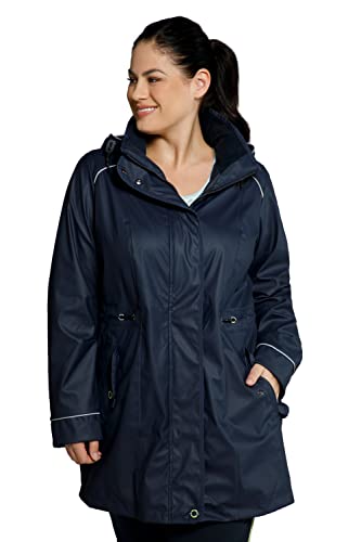 Ulla Popken Damska kurtka przeciwdeszczowa, wiatroszczelna, odblaskowa, z kapturem, Outerspace, 42-44