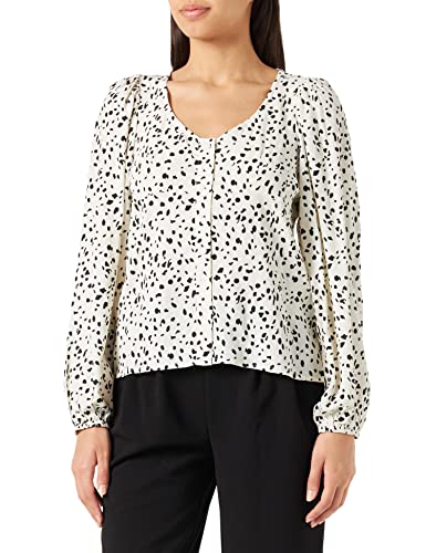 Vila Damska bluzka VIFINI V-Neck L/S TOP/SU-NOOS, brzoza/AOP:DOLMA, 36, Birch/Aop:dolma, 36