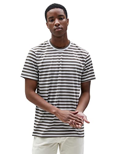 Koton Męski T-shirt Basic Short Sleeve Crew Neck, Brązowy pasek (5s1), M