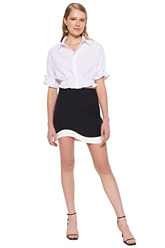 Trendyol Damska mini spódnica ołówkowa tkana spódnica, czarna, 34, Czarny, 60