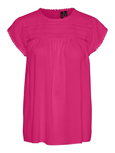 VERO MODA Women's VMDEBBIE Pleat S/L GA NOOS Top, Pink Yarrow, S, różowy, S