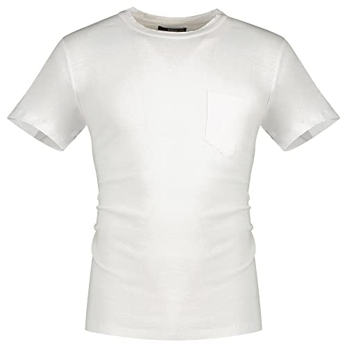 Replay T-shirt męski z krótkim rękawem z kieszenią na piersi, 001 White, M