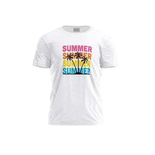 Green Fish, Męski T-shirt z cyfrowym nadrukiem,% 100 bawełna, biały, na co dzień, męskie topy, rozmiar: M, biały, M