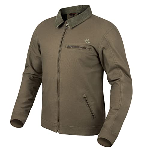 BROGER Montana męska kurtka motocyklowa, ochraniacze na łokcie i ramiona, regulowane mankiety, kołnierz sztruksowy, kieszenie zewnętrzne z zamkiem błyskawicznym, oliwkowy, L