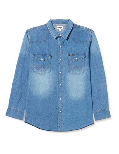 Wrangler Koszula męska Heritage, Authentic Blue, rozmiar S, Authentic Blue, S