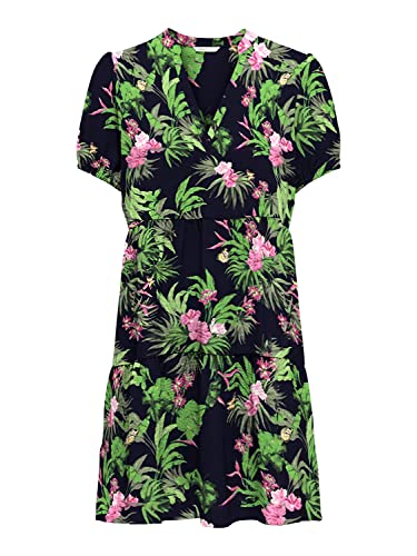 ONLY Onlnova Life S/S Thea Dress Aop Ptm sukienka letnia Kobiety, Black/Aop:436 Pure Tropical, M