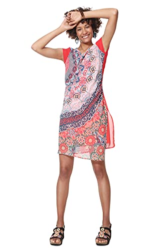 Desigual Damska sukienka z krótkim rękawem Japan Woman Red, czerwony (Rojo Roja 3061), 36 PL