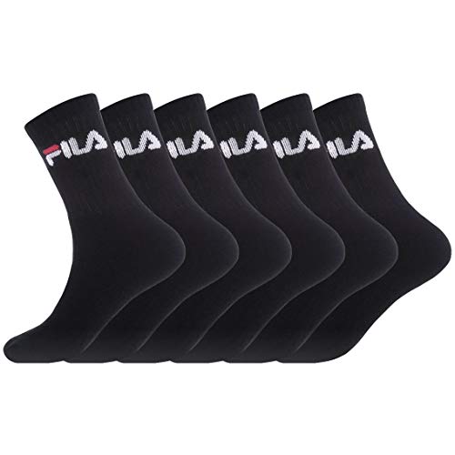 Fila Męskie skarpety sportowe bawełniane, skarpety męskie, wygodne, miękkie dotykowe (zestaw 6 szt.), czarny, 39-42 EU