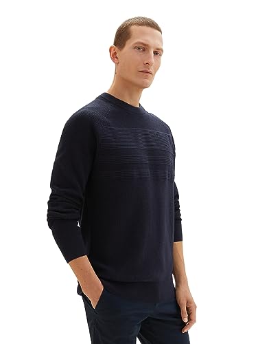 TOM TAILOR sweter męski, 13160 – Knitted Navy Melange, XXL