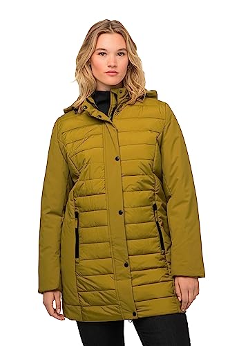 Ulla Popken Damska kurtka hybrydowa, wodoodporna, pikowana/softshell, kurtka z kapturem, brąz, 46-48 duże rozmiary