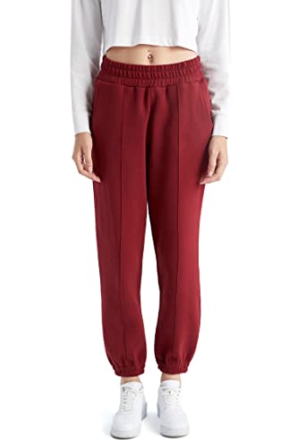 DeFacto Spodnie do biegania dla kobiet, damskie spodnie dresowe do joggingu, damskie (bordowe, 3XL), bordowy, 3XL