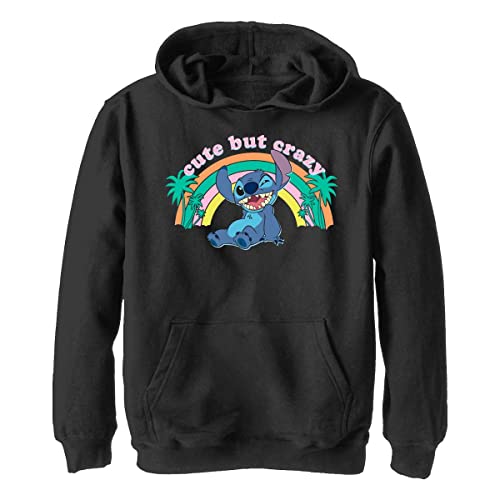 Disney Chłopięca bluza z kapturem Kawaii Stitch, Czarny, L