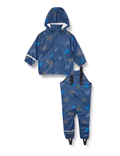 NAME IT Baby Boys NMMDRY RAIN zestaw Dino FO kurtka przeciwdeszczowa, niebieski Insignia Blue, 80, niebieski (Insignia Blue), 86