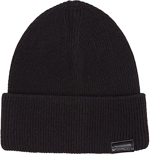 Calvin Klein Męska skórzana czapka z daszkiem Docker Beanie z dzianiny, Ck czarny, Rozmiar uniwersalny