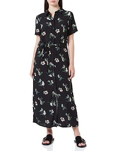 VERO MODA Damska sukienka Vmeasy Joy S/S Long Shirt Dress WVN Ga midi, Czarny/Aop: ann, M