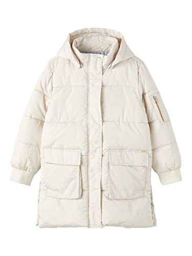 NAME IT Baby Girls NMFMUSO Long Puffer Jacket Camp kurtka, Moonbeam, 80, Moonbeam, 80 cm
