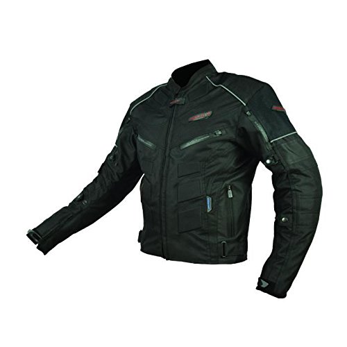 RIDER-TEC - Urban Black&Black Kurtka motocyklowa - Wyjątkowo wytrzymała - Dołączone ochraniacze - certyfikat CE - Rozmiar L
