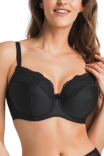 Teyli Damski biustonosz z fiszbinami z koronką w stylu Multiway, czarny, 80F