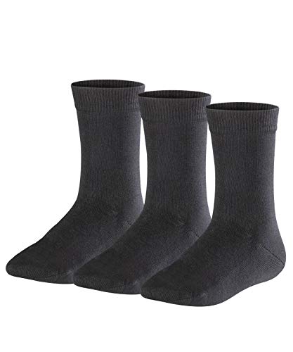 FALKE Family 3-Pack Skarpety Unisex - Dzieci Bawełna Czarny Szary Granatowy Biały Dla Dzieci Odporność Na Stopy Na Lato 3 Pary, Czarny (Czarny 3000), 19-22