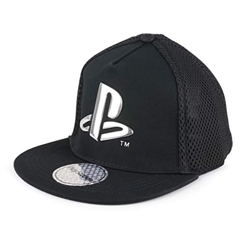 PlayStation Metallic PS czapka z daszkiem z logo dla dzieci, jeden rozmiar, czarna, oficjalny produkt, Czarny, Rozmiar uniwersalny