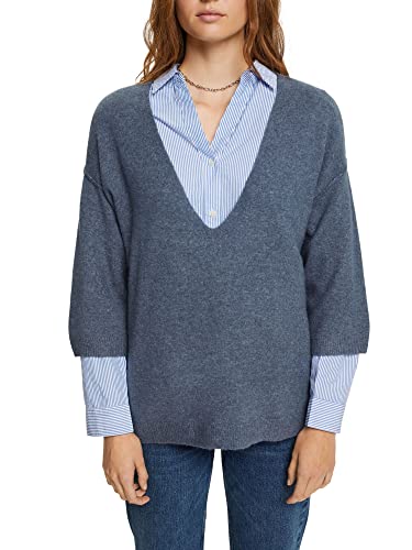 ESPRIT Sweter damski 112EE1I332, 424 / GREY Blue 5, XL, 424/Grey Blue 5, XL
